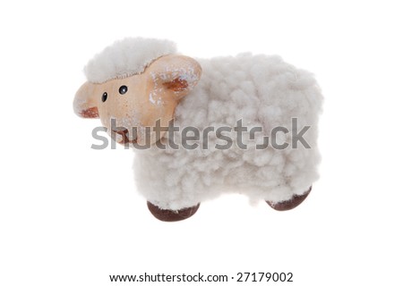 cute sheep toy isolated on a white background
