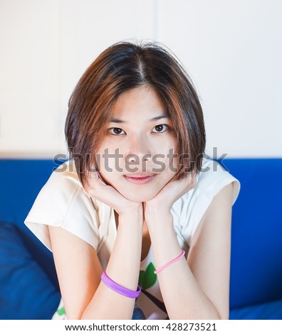 Cute Short Hair Asian Teenagers Smiling Stock Photo Edit
