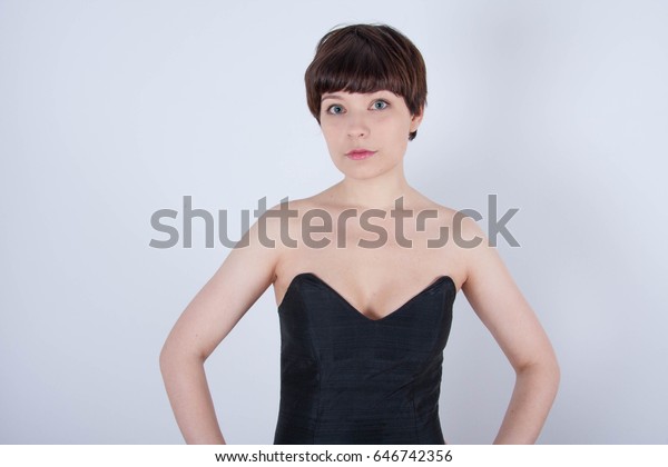 Cute Short Haired Model Vintage Designer Stock Image Download Now