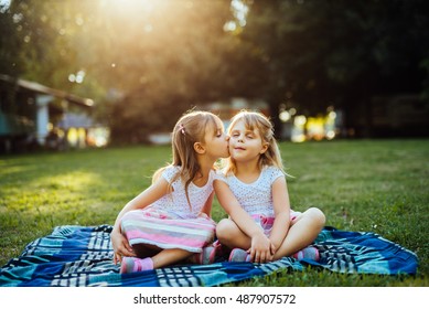 Cute Sisters Showing Their Affection One Stock Photo 487907572 ...