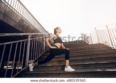 Similar – Attractive fit man running at sunset light