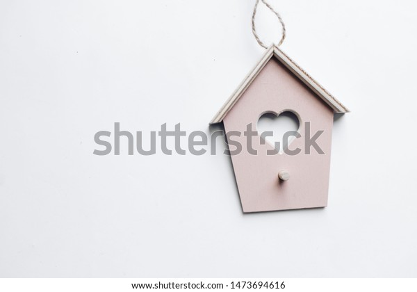 Cute Small Decorative Birdhouse On White Royalty Free Stock Image