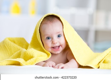 Cute Smiling Baby After Shower Or Bathing