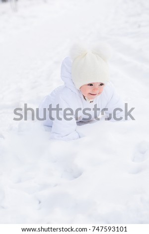 Cute Smiling Baby Girl White Jumpers Stock Photo Edit Now