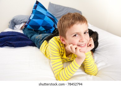 Cute Smiling Boy Laying Bed Black Stock Photo 78452794 | Shutterstock