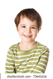 Cute Smiling Happy Little Boy Isolated On White Background