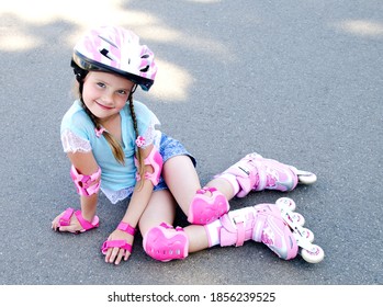 Happy Little Girl Child Pink Roller Stock Photo 1856240305 | Shutterstock