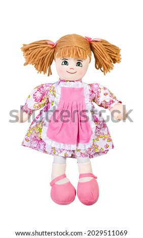 Cute smiling pretty rag doll isolated on white
