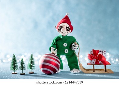 Metal Tealight Holder With Santa Juggling Presents Cutout Xmas Decorations