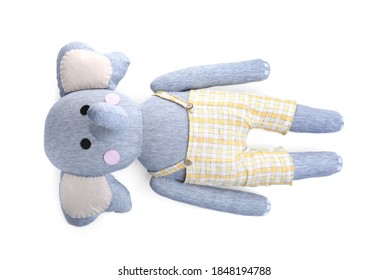 Cute Soft Toy Elephant Isolated On White