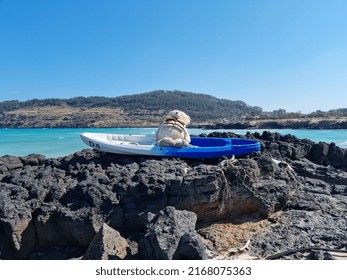 Cute Teddy Bear On A Boat On The Beach Of Jeju Island