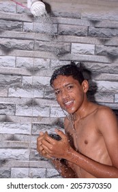 Teen boys shower