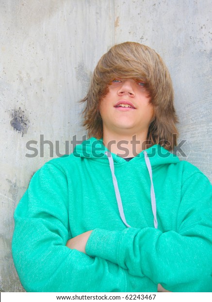 Cute Teen Boy Shaggy Blond Hair Stock Photo Edit Now 62243467