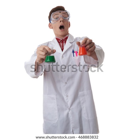 Similar – boy is making science experiments