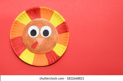 Cute Thanksgiving Turkey Craft For Kids Colorful Art Project For Children Easy Fun Activity With Copy Space