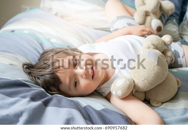 Cute Toddler Boy Laying Down Bed Stock Photo Edit Now