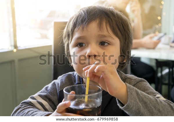 Cute Toddler Drinking Cold Drink Little Stock Photo (Edit Now) 679969858