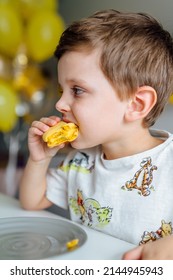 Cute Toddler Eating Macaroon, Boy's Birthday