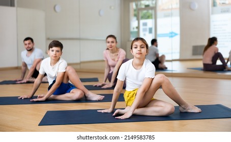 Cute Tween Girl Performing Seated Twisting Stock Photo 2149583785 ...