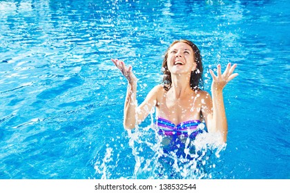 cute woman in the swimming pool