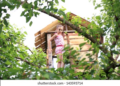 Cute Wooden Tree House For Kids In Forest