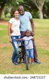 Cute Young African American Family Portrait Outdoors