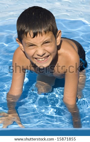 Similar – photo of an adorable boy learning to swim