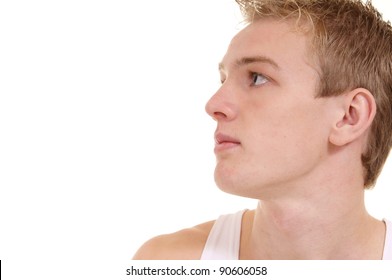 cute young guy posing on a white