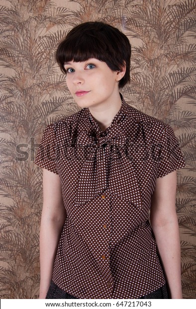 Cute Young Model Short Hair Poses Stock Photo Edit Now 647217043