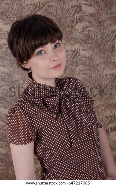 Cute Young Model Short Hair Poses Stock Photo Edit Now 647217085