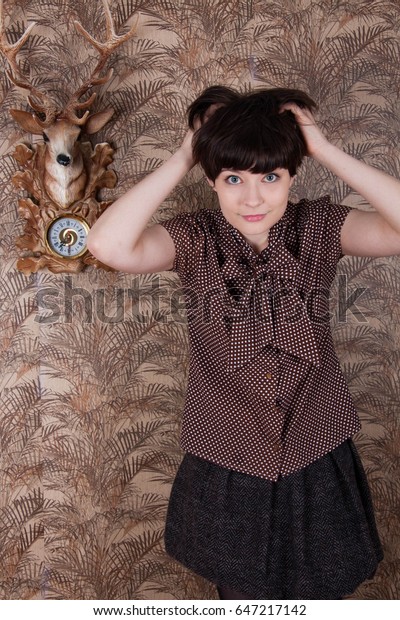 Cute Young Model Short Hair Poses Stock Photo Edit Now 647217142