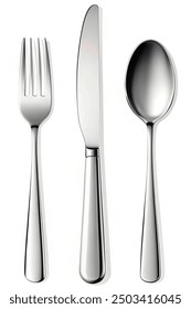 Cutlery. Fork, knife and spoon.Cutlery. Fork and spoon isolated on white