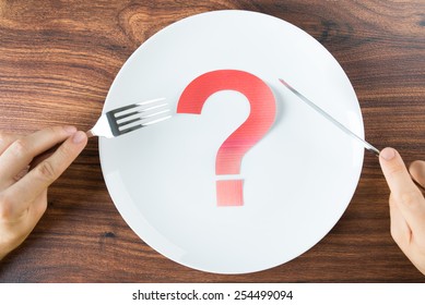 259 Dinner Plate Question Mark Images Stock Photos Vectors   Cutlery Hand Red Question Mark 260nw 254499094 