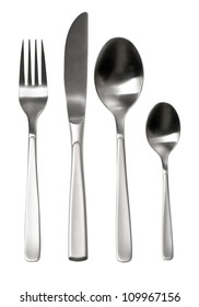 Cutlery set with Fork, Knife and Spoon isolated - Shutterstock ID 109967156