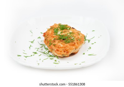 Cutlet In A Plate Isolated On White