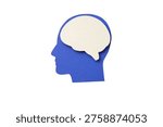 Cutout design of head with empty brain, isolated on white, PNG