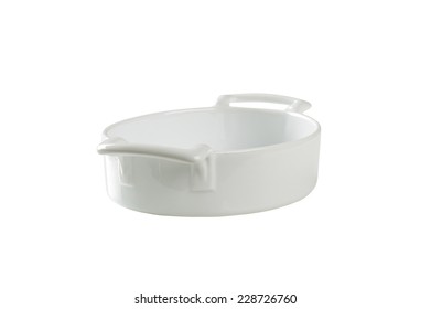 Cutout Of Empty Casserole Dish On White Background