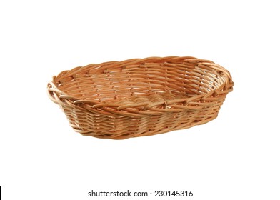 Cutout Of Empty Wicker Basket On White Background