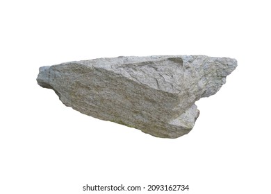Cutout Of Fine-grain Gray Sandstone Rock Isolated On White Background.