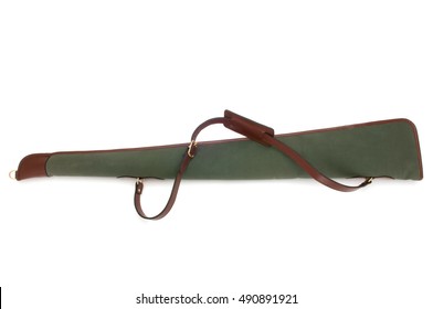 Cutout Of Green Cotton Canvas Hunting Rifle Travel Case.