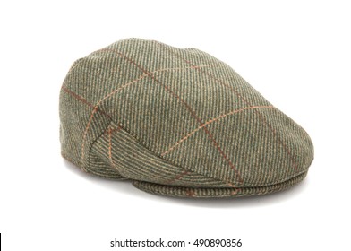 Cutout Of A Green Tweed Hunting Hat Or Flat Cap
