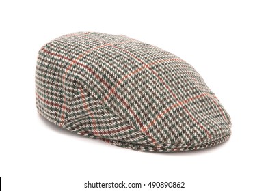 Cutout Of A Houndstooh Tweed Hunting Hat Or Flat Cap.