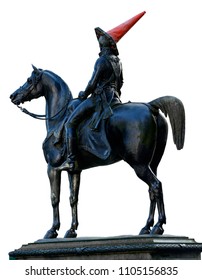 Cut-out isolation of Statue of the Duke of Wellington statue in Glasgow
