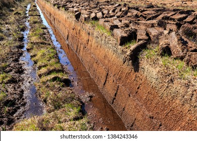 Cutted Peat For Whisky Distilleries On Island Islay, Scotland