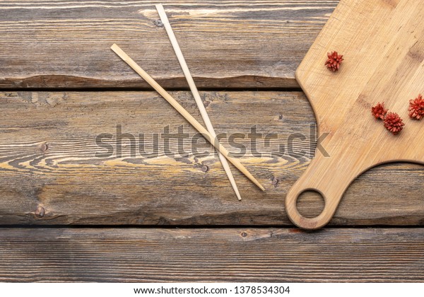 Cutting Board Red Dry Decorative Flowers Stock Photo Edit Now