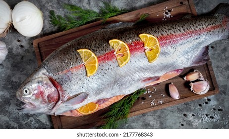 Cutting Fresh Fish Before Cooking.