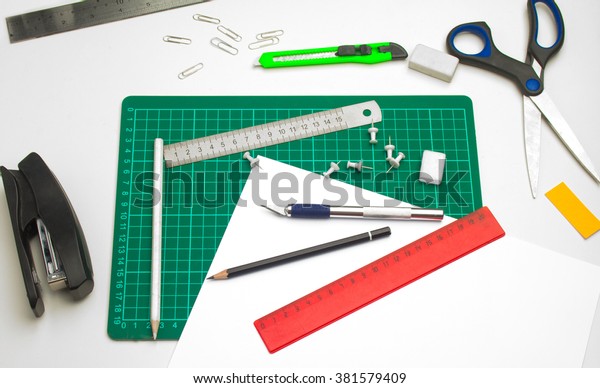 Cutting Mat Sheet Paper Stationery Knife Royalty Free Stock Image