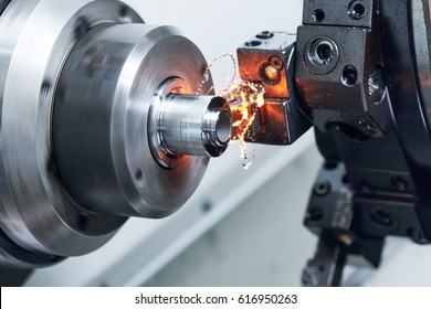 Cutting Tool At Metal Working On Lather Machine