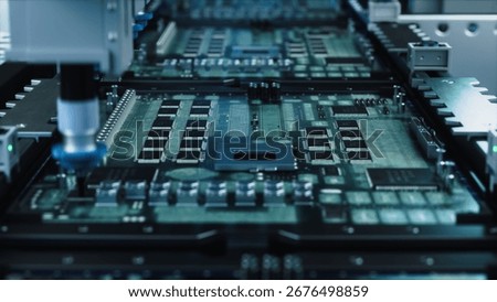 Cutting-edge Robotics Execute High-precision Soldering on Semiconductor Boards, Enhancing Microchip Production Efficiency Through Advanced Automation and Seamless Integration on the Assembly Line.