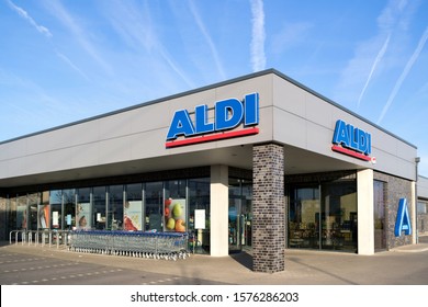 CUXHAVEN, GERMANY - OCTOBER 31, 2019: Aldi branch (north division). Aldi is a leading global discount supermarket chain with almost 10,000 stores in 18 countries.